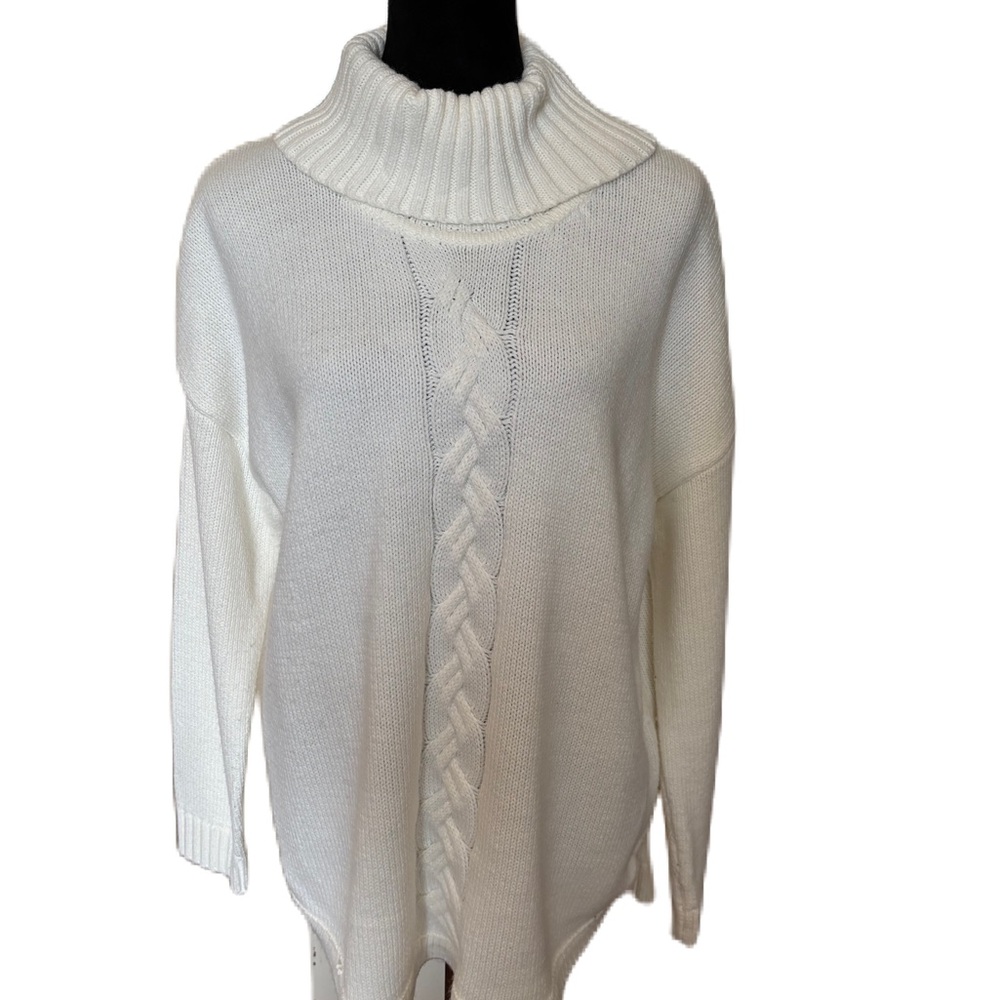 Jones New York White Turtleneck Cable Knit Sweater